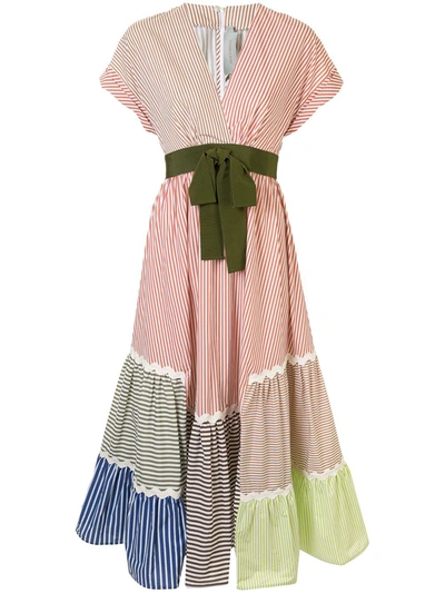 Silvia Tcherassi Marta Ligia Mix Stripe / Rickrack Dress In Multicolour