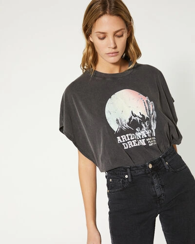 Iro Smoky Washed-effect T-shirt In Black Stone