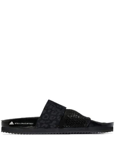 Adidas Originals Black Stella-lette Leopard Print Sandals