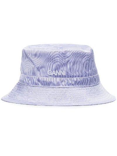 Ganni Moiré Bucket Hat In Purple