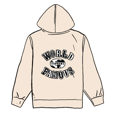 Pre-owned Supreme World Famous Zip Up Hooded Sweatshirt (ss20) Natural