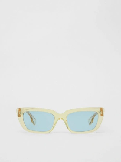Burberry Bio-acetate Rectangular Frame Sunglasses In Pale Yellow