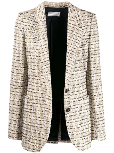 Victoria Beckham Cotton-blend Tweed Blazer In Neutrals