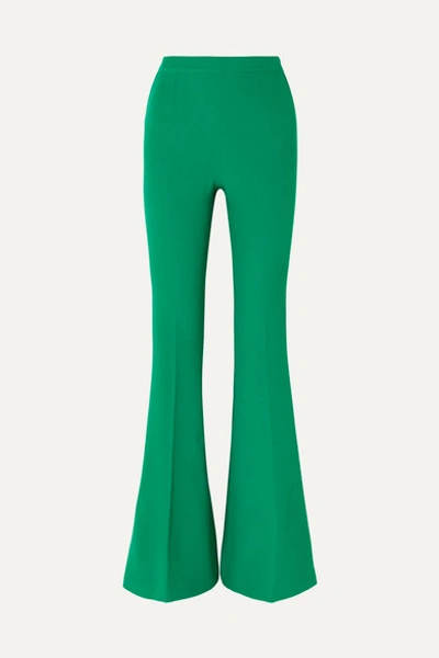 Safiyaa Halluana Stretch-crepe Flare-leg Trousers In Emerald