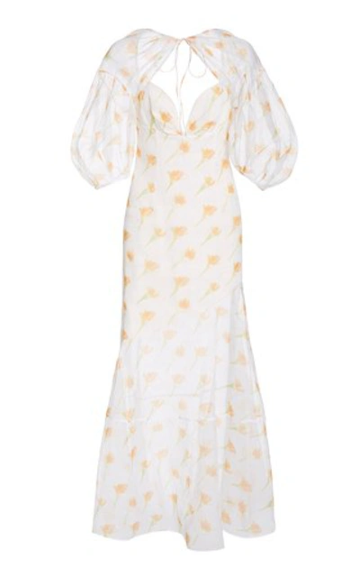Rosie Assoulin Sliced And Diced Bohemian Floral-print Cotton-organza Maxi Dress In White