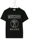 Moschino Teen Textured Logo T-shirt In Black