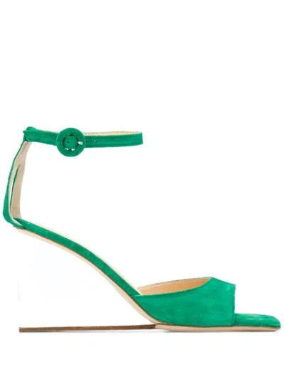 By Far Dima 100mm Square-toe Sandals In Green