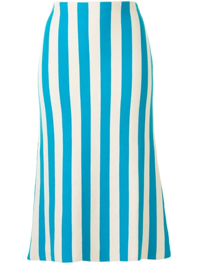 Sunnei Straight Striped Skirt In Blue