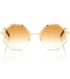Chloé Rosie 58mm Gradient Octagonal Rimless Sunglasses In Gold/ Gradient Brick
