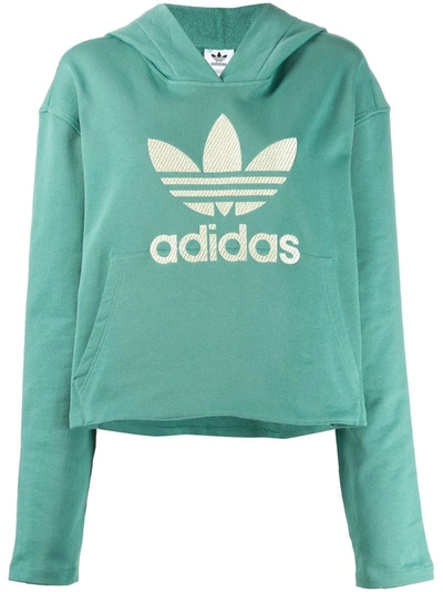 Adidas Originals Logo Applique Hoodie In Future Hydro F10