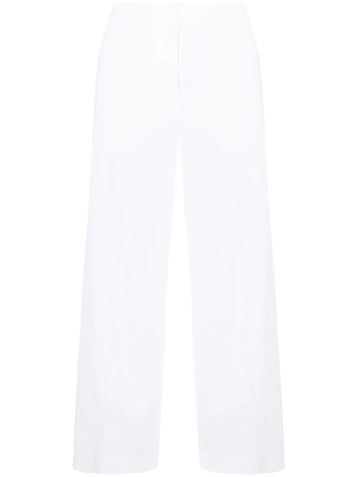 Theory Cropped Straight Leg Trousers In White