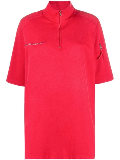 Pre-owned Prada 1990s High-neck Polo Top In Red