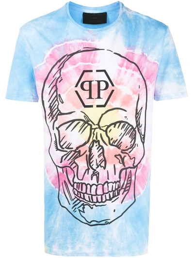 Philipp Plein Skull-print Tie Dye T-shirt In Blue