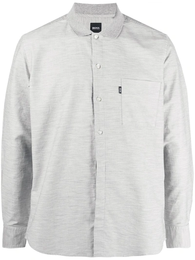Hugo Boss Patch-pocket Long Sleeved Shirt In Grey