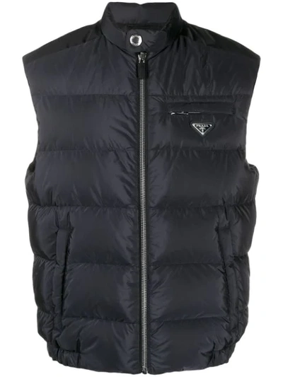 Prada Padded Gilet In Blue