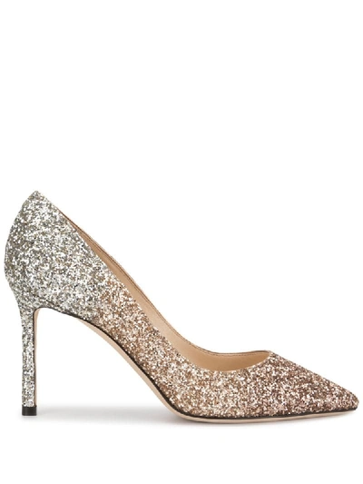 Jimmy Choo Romy Triple Degrade Glitter Fabric In Gold