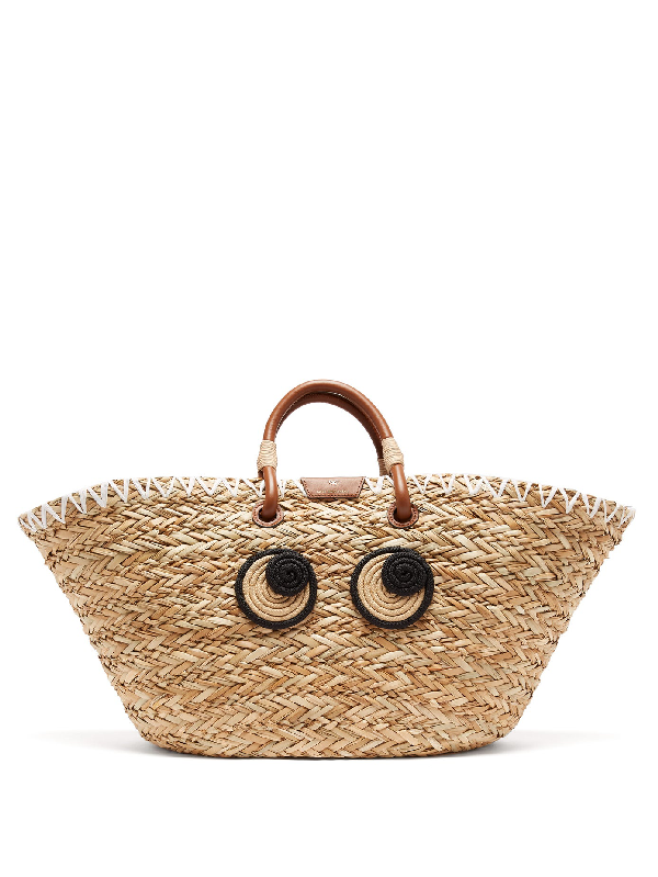 Anya Hindmarch Eyes Large Seagrass Basket Bag In Beige Multi ModeSens