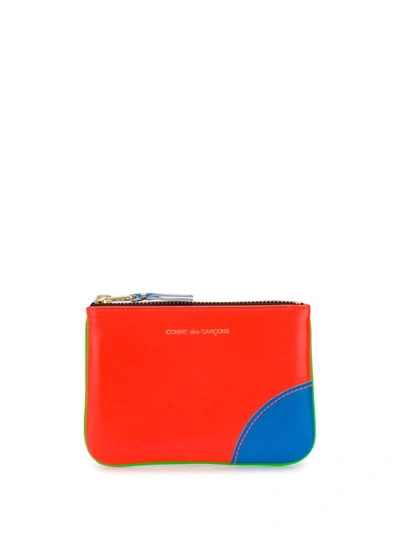Comme Des Garçons Colour-block Logo Wallet In Green