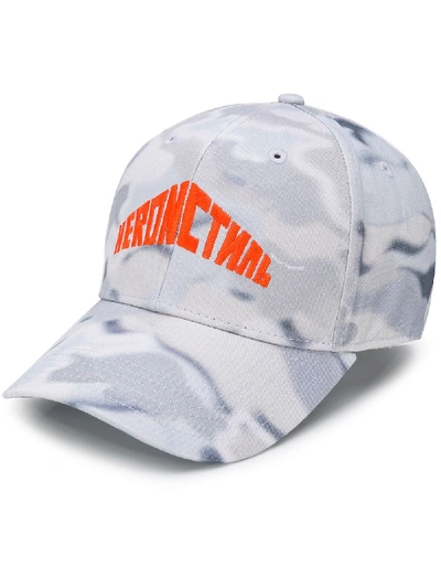 Heron Preston Embroidered Logo Camouflage Cap In Grey,orange