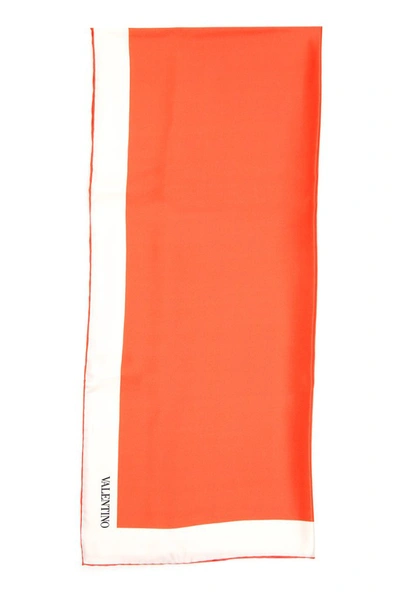Valentino Logo Square Scarf In Orange