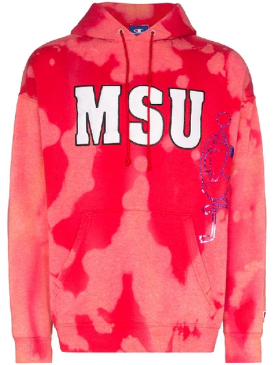 Stain Shade One Off Msu Hoodie In Red