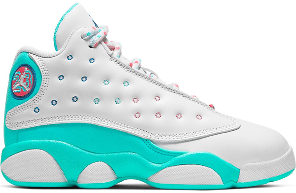 jordan retro 13 white soar green pink