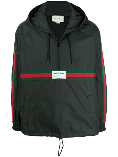 Gucci Coated Cotton Windbreaker With  Label In Black