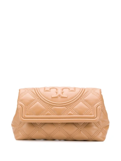 Tory Burch Fleming Soft Quilted Leather Clutch In Tiramisu