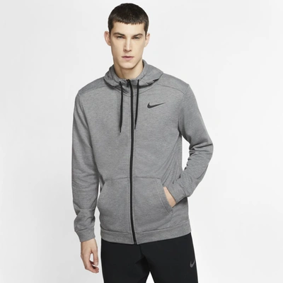 Nike Training Full Zip Dri Fit Logo Hoodie Grey
