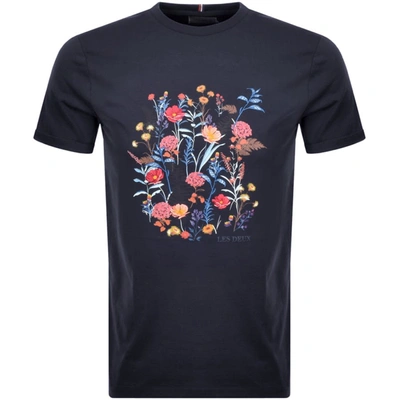 Les Deux Crew Neck Fleur Dete T Shirt Navy