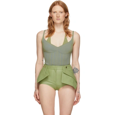 Jacquemus Green & Blue 'la Maille Valensole' Tank Top In Green Stri