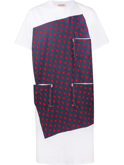 Raf Simons Opening Ceremony Blue & Red Stars Elongated Labo T-shirt In White