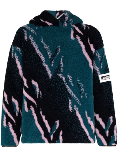 Aries Oversized Fleece-jacquard Hoodie In Blue