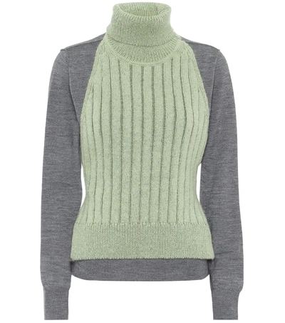 Mm6 Maison Margiela Opening Ceremony Color-block Turtleneck Sweater In Green
