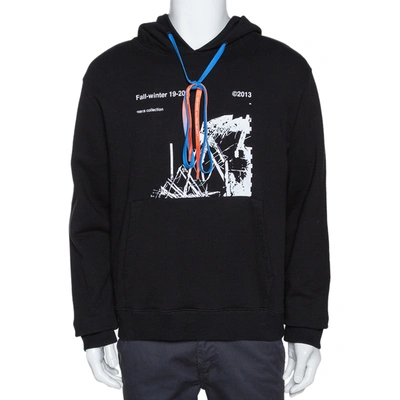 Pre-owned Off-white Off White Black Knit Ruined Factory Print Hoodie L