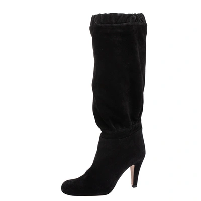 Pre-owned Chloé Black Suede Knee High Boots Size 37