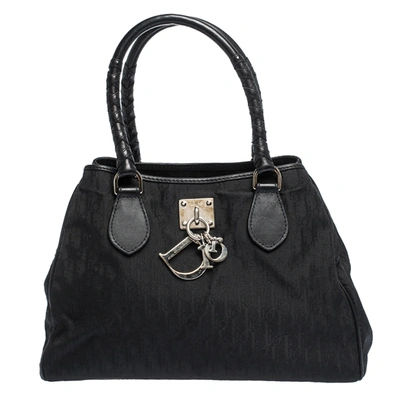 Pre-owned Dior Issimo Canvas And Leather Charming Satchel In Black