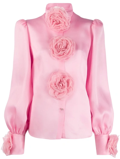 Dolce & Gabbana Organza Shirt With Embroidery In Pink