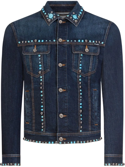 Dolce & Gabbana Stud-embellished Denim Jacket In Blue