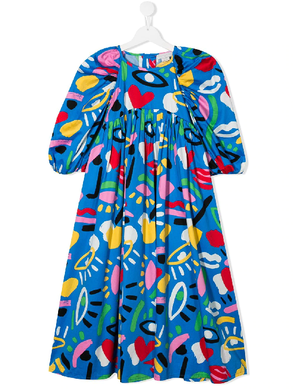 Stella Mccartney Teen Abstract Print Dress In Blue | ModeSens