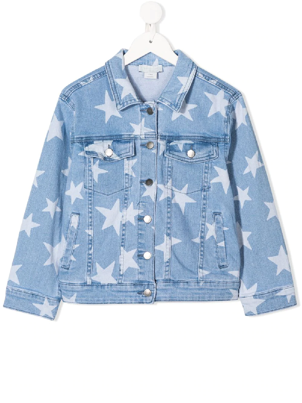 Stella Mccartney Kids' Star-print Denim Jacket In Blue | ModeSens