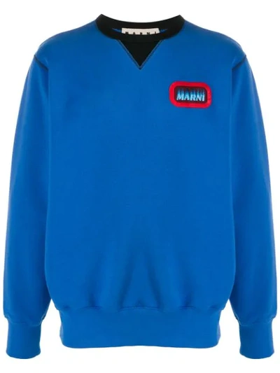 Marni Contrast Neck Sweatshirt In Azure