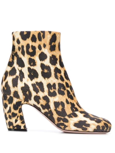 Miu Miu Leopard Print Ankle Boots In Avorio Leo