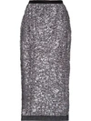 Miu Miu Sequined Pencil Skirt In Black