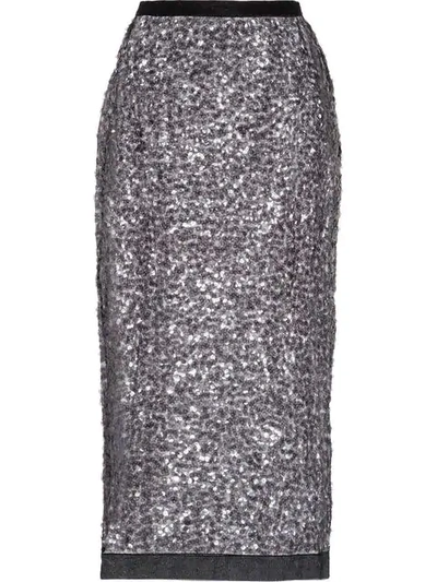 Miu Miu Sequined Pencil Skirt In Black