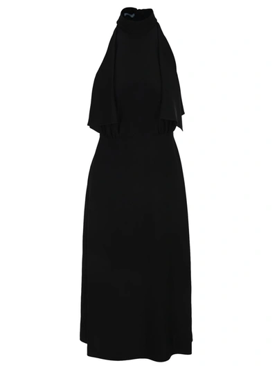 Prada Draped Sleeveless Midi Dress In Black