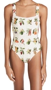 Agua By Agua Bendita Cafe Frutas Embroidered One-piece Swimsuit In White Fruit