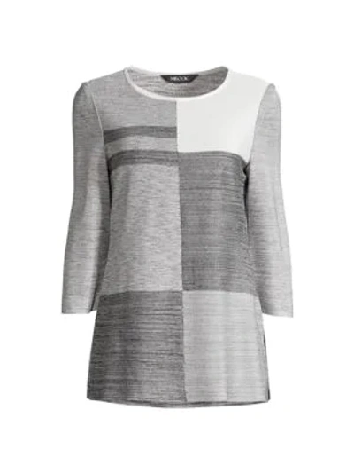 Misook Women's Colorblock Knit Tunic In New Ivory/black