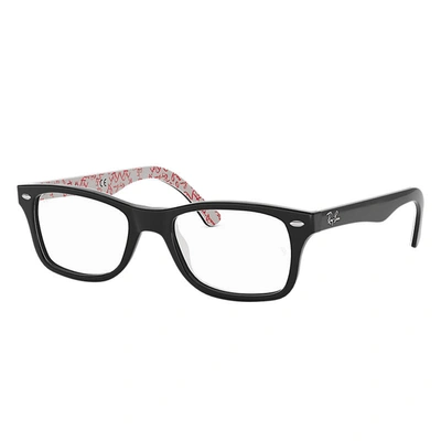 Ray Ban Rb5228 Eyeglasses Black Frame Clear Lenses 53-17 In Black On White