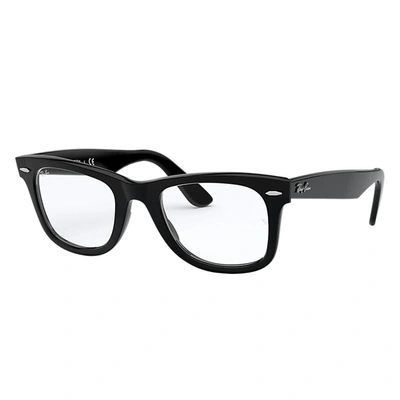 Ray Ban Original Wayfarer Optics Eyeglasses Black Frame Clear Lenses 50-22